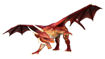 3D Rendering Fairy Tale Dragon on White