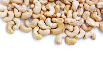 Cashew nuts isolated on white background