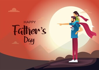 Happy father's day with dad and daughter side view. vector illustration design