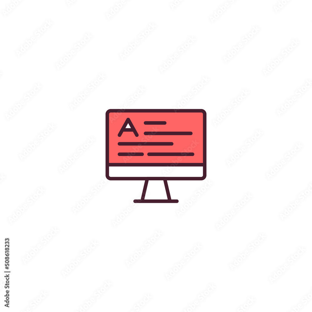 Poster e-learning filled line icon. linear style sign for mobile concept and web design. e-learning filled 