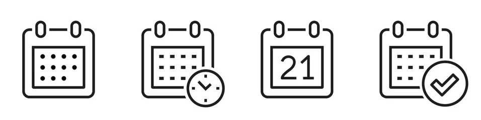 Foto op Canvas Calendar icons set. Meeting deadlines symbol. Calendar line icon collection. Time management - stock vector. © Comauthor