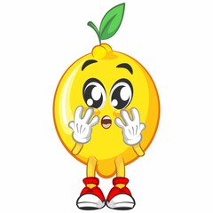 cute lemon fruit mascot character illustration logo icon vector surprised