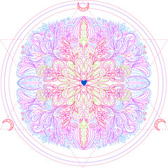 Vector illustration of mandala. Light, peace and spirit concept. Tattoo, spiritual yoga. - 508620282