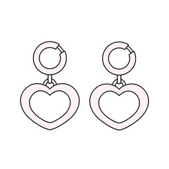 Heart-shaped simple earrings vector illustration