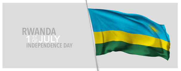 Rwanda happy independence day greeting card, banner with template text vector illustration