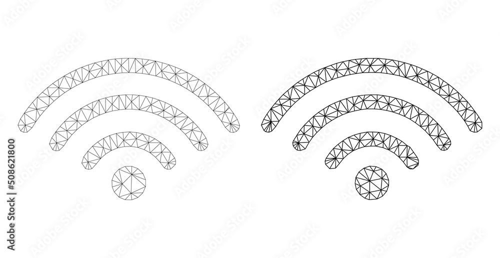 Poster polygonal mesh wi-fi hotspot icons. flat carcass variants are created from wi-fi hotspot icon and me