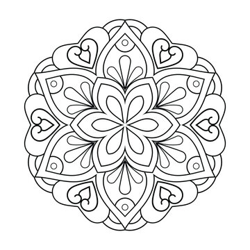 Mandala flower line art for KDP coloring book page. Mandala KDP coloring page design for adults and children. Indian ethnic style Islamic mandala design