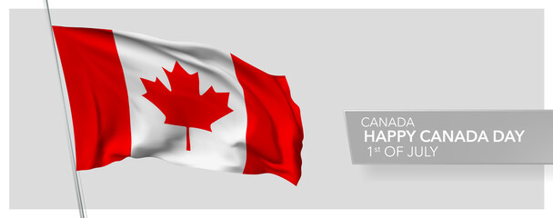 Canada happy independence day greeting card, banner vector illustration