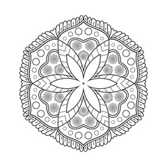 Mandala flower line art for KDP coloring book page. Mandala KDP coloring page design for adults and children. Indian ethnic style Islamic mandala design