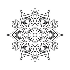 Mandala flower line art for KDP coloring book page. Mandala KDP coloring page design. Indian ethnic style Islamic mandala design