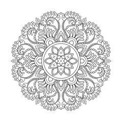 Mandala flower line art for KDP coloring book page. Mandala KDP coloring page design. Indian ethnic style Islamic mandala design