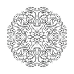 Mandala flower line art for KDP coloring book page. Mandala KDP coloring page design. Indian ethnic style Islamic mandala design