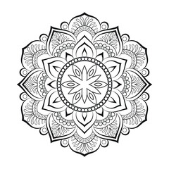Mandala flower line art for KDP coloring book page. Mandala KDP coloring page design. Indian ethnic style Islamic mandala design