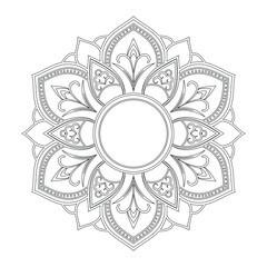 Mandala flower line art for KDP coloring book page. Mandala KDP coloring page design. Indian ethnic style Islamic mandala design