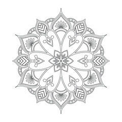 Mandala flower line art for KDP coloring book page. Mandala KDP coloring page design. Indian ethnic style Islamic mandala design