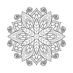 Mandala KDP coloring pages. Black and white flower outline coloring book mandala. Line art  Mandala pattern vector. Indian ethnic style Islamic mandala design