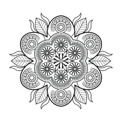 Mandala KDP coloring pages. Black and white flower outline coloring book mandala. Line art  Mandala pattern vector. Indian ethnic style Islamic mandala design
