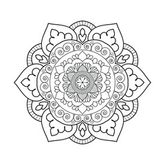 Mandala KDP coloring pages. Black and white flower outline coloring book mandala. Line art  Mandala pattern vector. Indian ethnic style Islamic mandala design