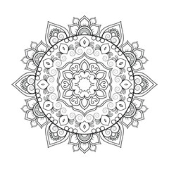 Mandala KDP coloring pages. Black and white flower outline coloring book mandala. Line art  Mandala pattern vector. Indian ethnic style Islamic mandala design