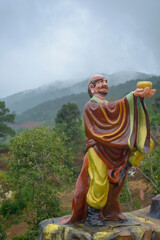 Fototapeta premium Landscape photo: Linh An pagoda. Time: May 30, 2022. Location: Lam Dong Province. The author took pictures of Arhat statues. Statues made of clay represent the portraits very beautifully.