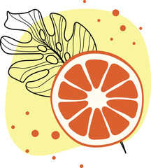 Poster with lemons. Citrus fruit. Set of lemons and oranges. Flat illustration. Vector engraving.