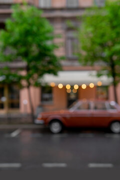 car on the street out of focus
