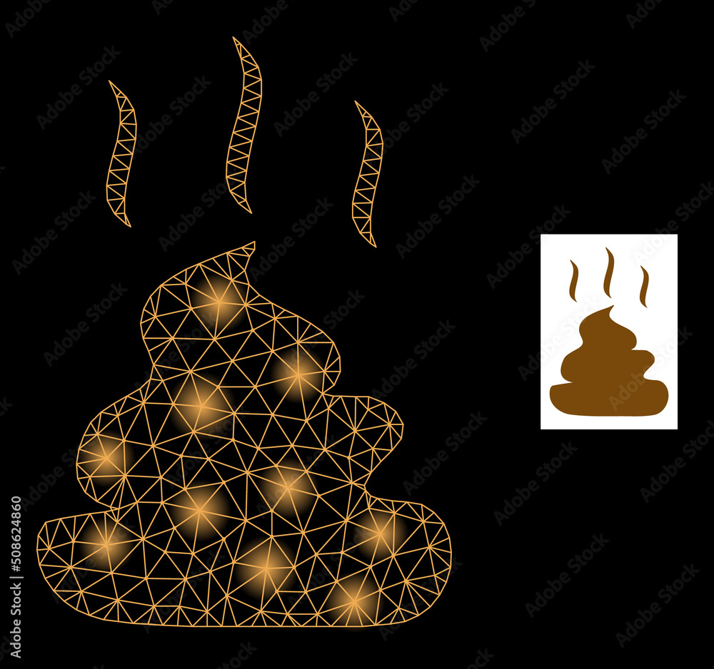 Poster glossy mesh aroma shit constellation icon with light spots. illuminated vector model based on aroma 