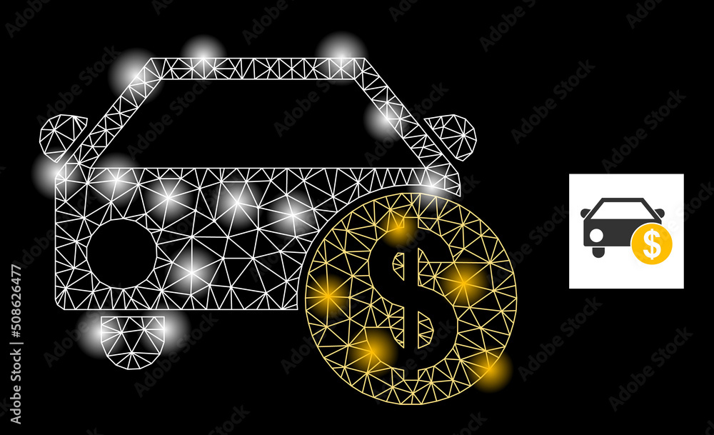 Poster flare mesh car price constellation icon with lightspots. illuminated vector constellation based on c