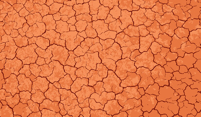 Dry and broken red soil background , Bad environment vector concept - obrazy, fototapety, plakaty
