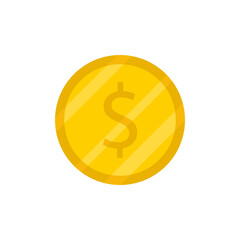 Gold dollar coin flat icon