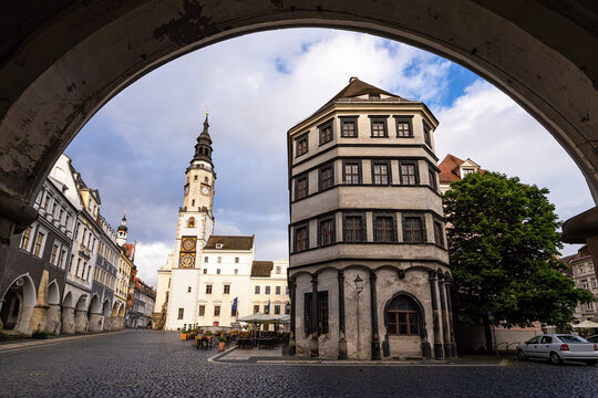Blick auf die Waage und das Ratshaus in Görlitz