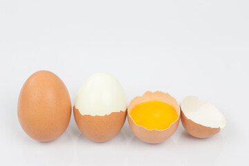 Eggs and egg yolk on the White background. This can be used as a business card background and can be used as an advertising image.