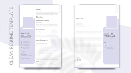 Clean Minimalist Resume, Layout A4 Size, Print Ready, and Easy to Edit