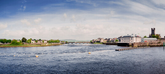 River Shannon with historical and popular tourist areas in the background. Limerick city, Ireland....