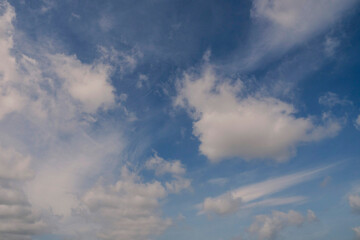 Fototapeta na wymiar Cloudy blue sky. Nature background. Relaxation concept.