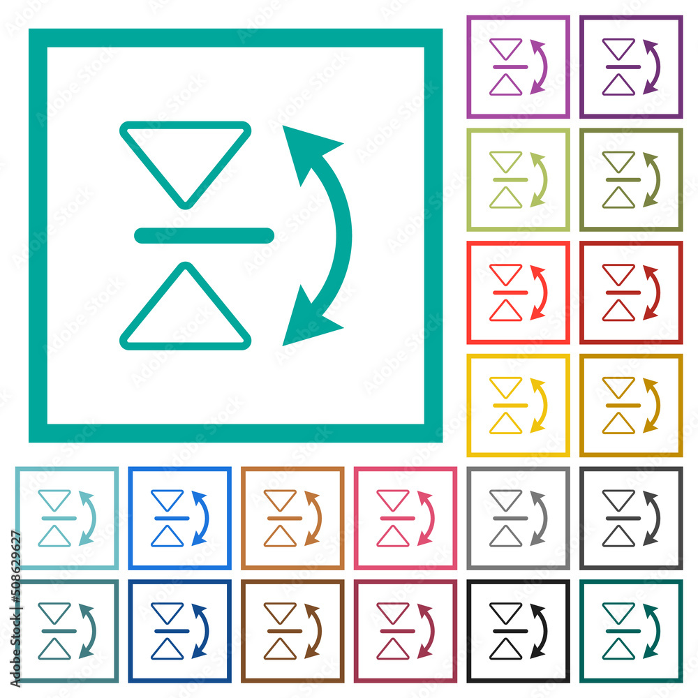 Poster vertical flip outline flat color icons with quadrant frames