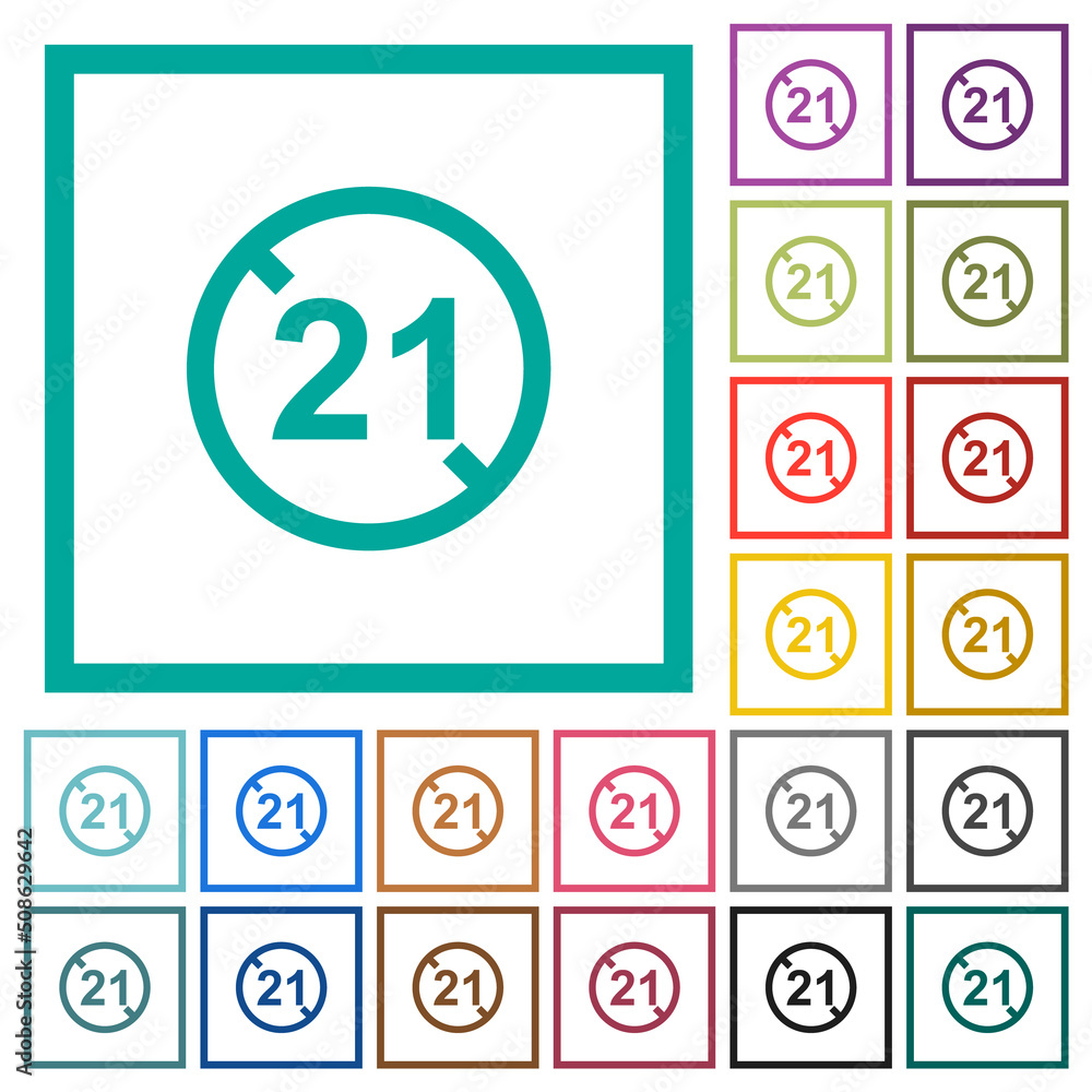 Poster not allowed under 21 flat color icons with quadrant frames