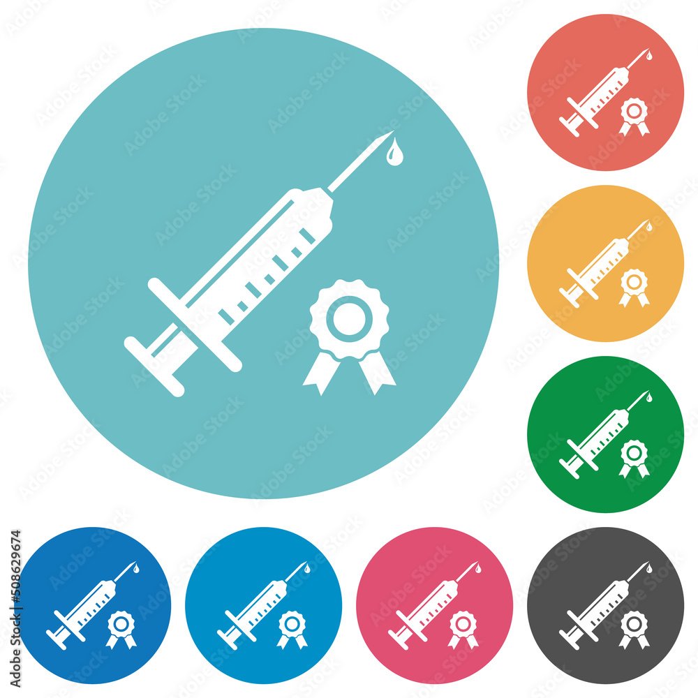 Canvas Prints Certified vaccine flat round icons