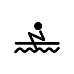 Boat sport icon. Linear drawing of a rower on a boat. Vector graphics.