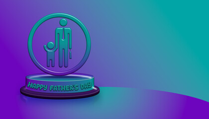 3D illustration and rendering Happy Father’s Day greeting card, banner design with lettering, typography or Calligraphy in three-dimensional style