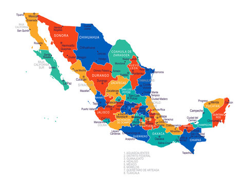 Map of Mexico - highly detailed vector illustration
