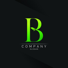 Letter B Green Leaf Logo Design Vector ecology elements for web Spa beauty saloon 