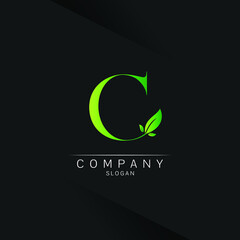 Letter C Green Leaf Logo Design Vector ecology elements for web Spa beauty saloon 