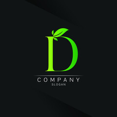 Letter D Green Leaf Logo Design Vector ecology elements for web Spa beauty saloon 