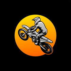 Jumping motocross action illustration vector