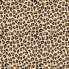 
Leopard print vector texture, spots on yellow background, seamless trendy design.
