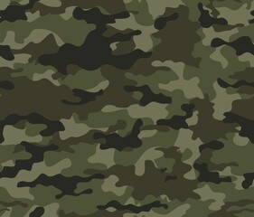 Fototapeta premium Abstract military camouflage seamless classic army pattern, hunting forest background.