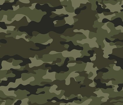 Abstract military camouflage seamless classic army pattern, hunting forest background.
