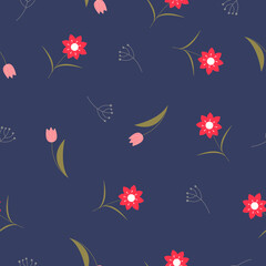 Obraz na płótnie Canvas Seamless pattern with spring flowers.Seamless pattern spring flowers for decorative design. Natural abstract art. Modern background. Natural pastel background. Trendy floral design. 