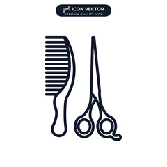 comb and scissors icon symbol template for graphic and web design collection logo vector illustration
